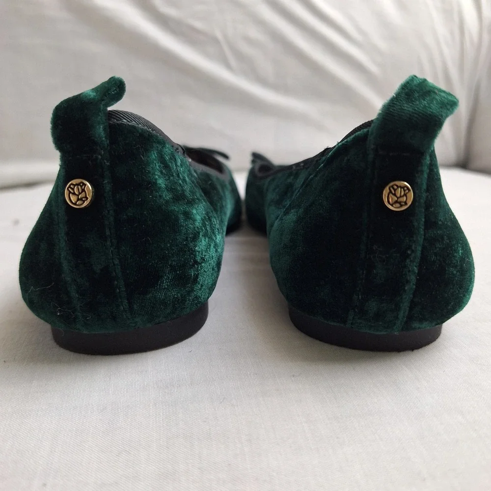 Cottagecore Whimsigoth Forest Green Velvet Ballet Flats Draper James US 10